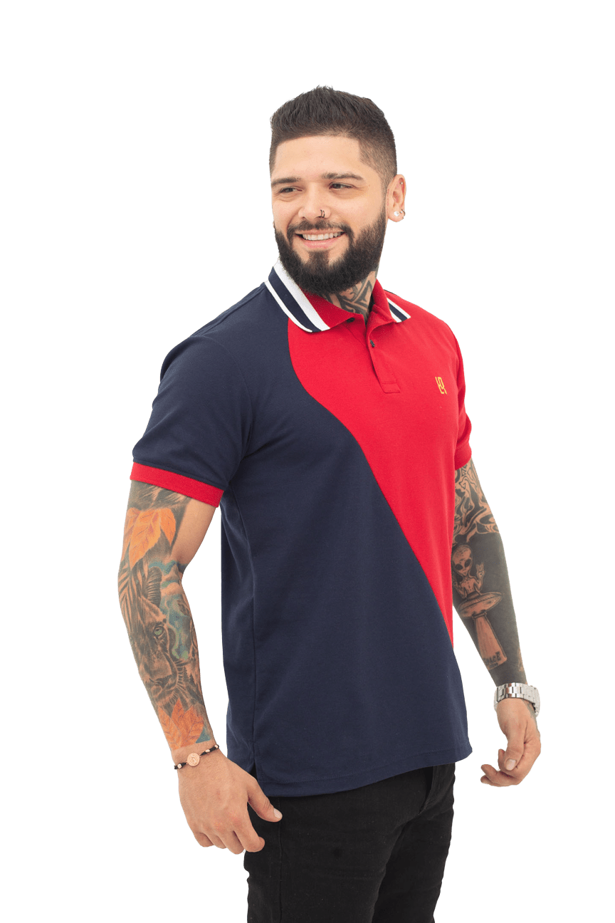camisetas tipo polo azul osc/rojo 069B